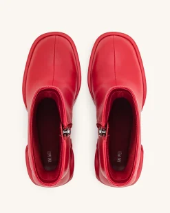Saylor Round Toe Platform Ankle Boots - Red