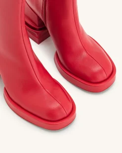 Saylor Round Toe Platform Ankle Boots - Red