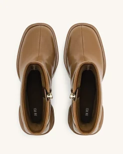 Saylor Round Toe Platform Ankle Boots - Brown