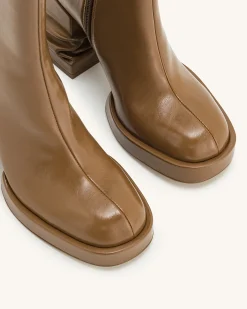 Saylor Round Toe Platform Ankle Boots - Brown