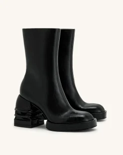Saylor Round Toe Platform Ankle Boots - Black