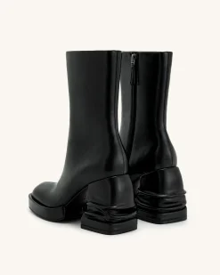 Saylor Round Toe Platform Ankle Boots - Black