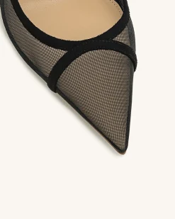 Scarlett Crystal Strap Sandals - Black