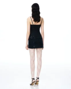Seilena 3D Floral Sequin Mini Suits - Black
