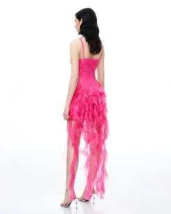 Selene 3D Floral Lace Mini Dress - Pink