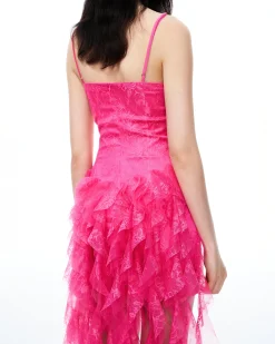 Selene 3D Floral Lace Mini Dress - Pink