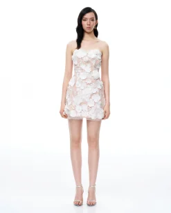 Serafina Floral Embroidered Mini Dress - White