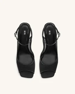 Serenity Open Toe Mesh Slingback Sandals - Black