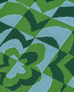 Shea Knitted Tote Bag - Dark Green & Green & Ice