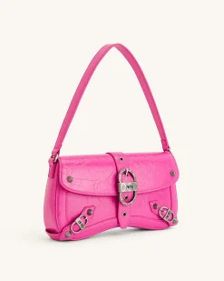 Sia Crushed Shoulder Bag - Bright Pink