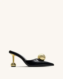 Sofia Sphere Heel Mules - Black