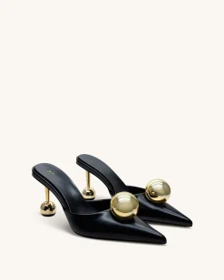 Sofia Sphere Heel Mules - Black