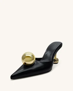 Sofia Sphere Heel Mules - Black