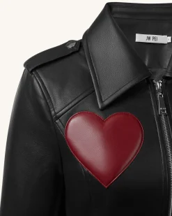 Sophie Cropped Leather Jacket - Black & Red