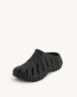 Tara Leaf Platform Clog - Black