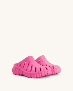 Tara Leaf Platform Clog - Bright Pink