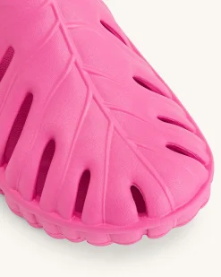 Tara Leaf Platform Clog - Bright Pink