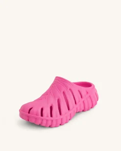 Tara Leaf Platform Clog - Bright Pink
