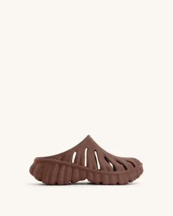 Tara Leaf Platform Clog - Brown
