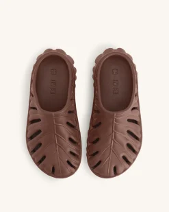 Tara Leaf Platform Clog - Brown