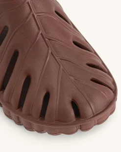 Tara Leaf Platform Clog - Brown