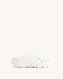 Tara Leaf Platform Clog - White