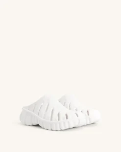 Tara Leaf Platform Clog - White