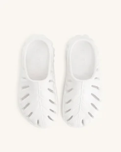 Tara Leaf Platform Clog - White
