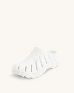 Tara Leaf Platform Clog - White
