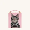 Taya Tabby Cat Pattern Book Shape Clutch Bag - Pink