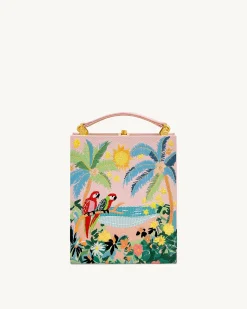 Taya Tropical Parrot Pattern Book Shape Clutch Bag - Pink