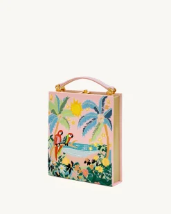 Taya Tropical Parrot Pattern Book Shape Clutch Bag - Pink