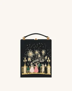 Taya-Fireworks Pattern Book Shape Clutch Bag - Black