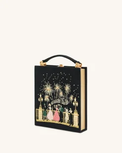 Taya-Fireworks Pattern Book Shape Clutch Bag - Black