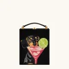 Taya-Puppy Pattern Book Shape Clutch Bag - Black