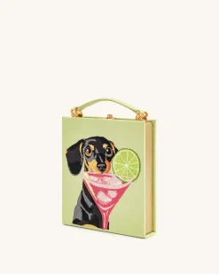 Taya-Puppy Pattern Book Shape Clutch Bag - Light Green