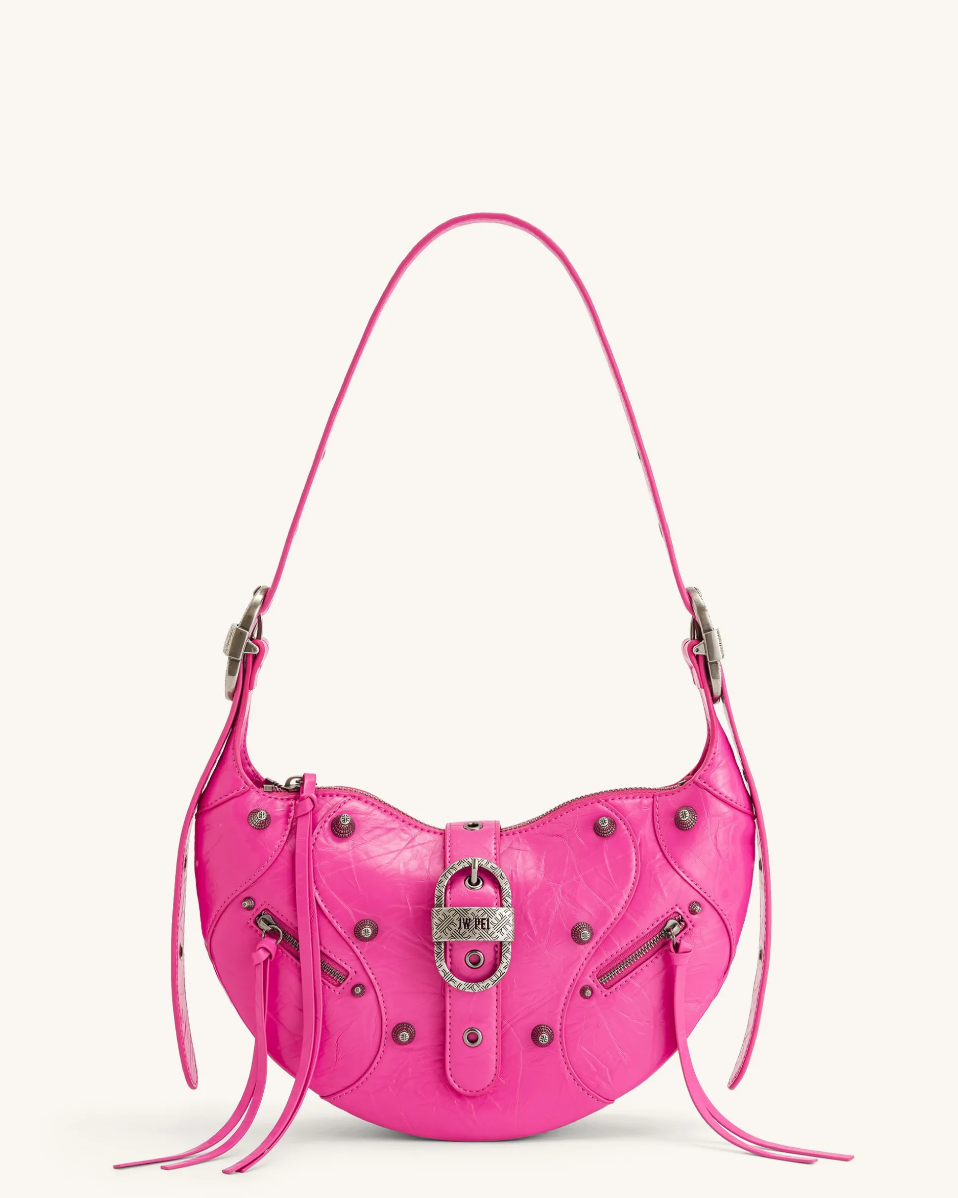 Tessa Crushed Shoulder Bag - Bright Pink