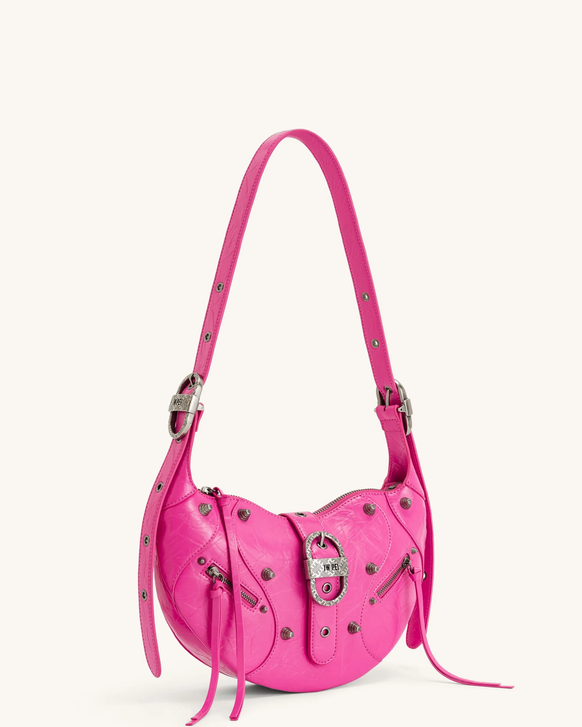 Tessa Crushed Shoulder Bag - Bright Pink