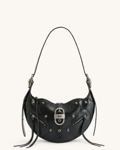 Tessa Crushed Shoulder Bag - Black