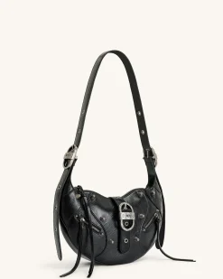 Tessa Crushed Shoulder Bag - Black