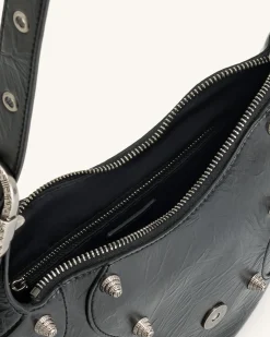 Tessa Crushed Shoulder Bag - Black