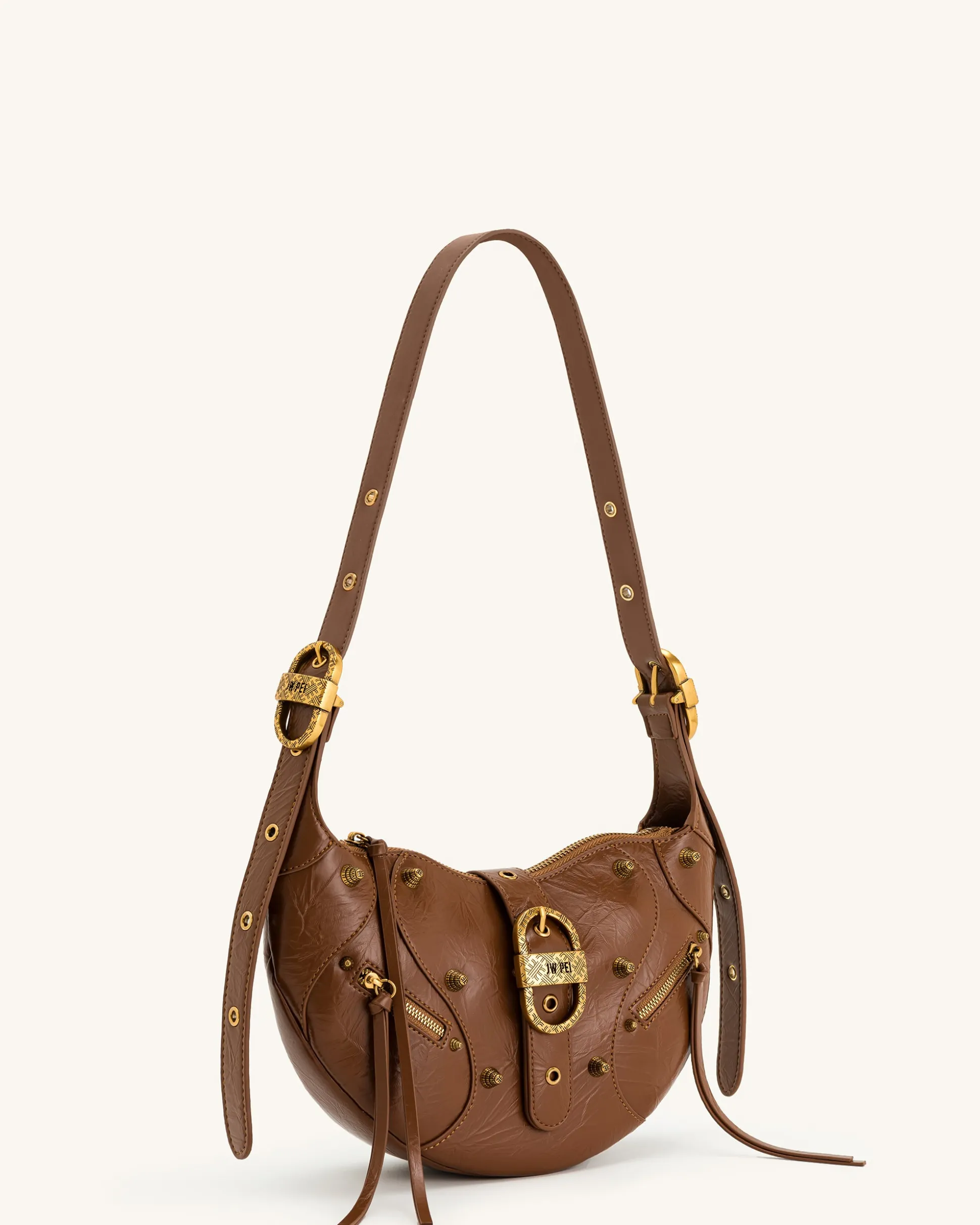 Tessa Crushed Shoulder Bag - Brown