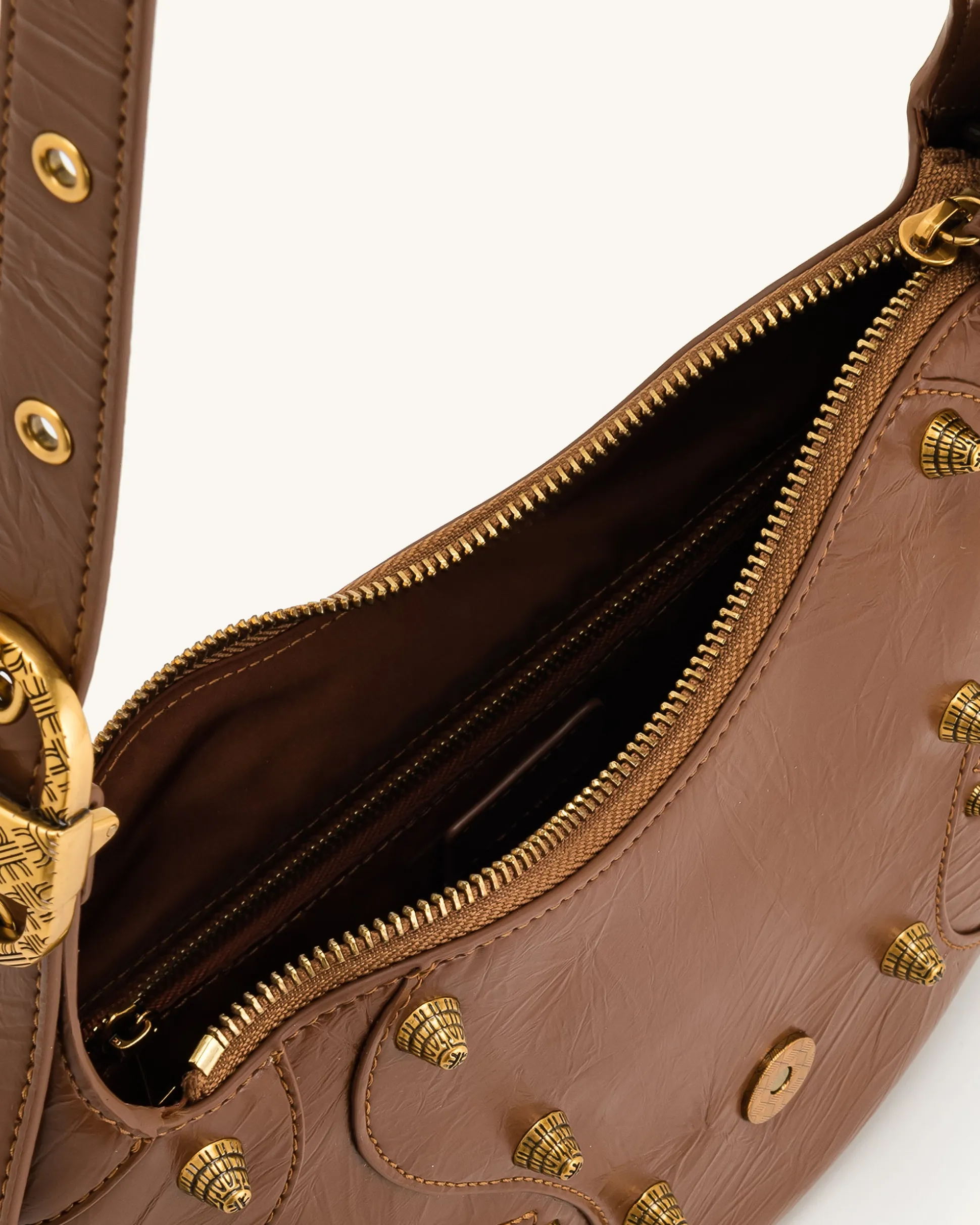 Tessa Crushed Shoulder Bag - Brown