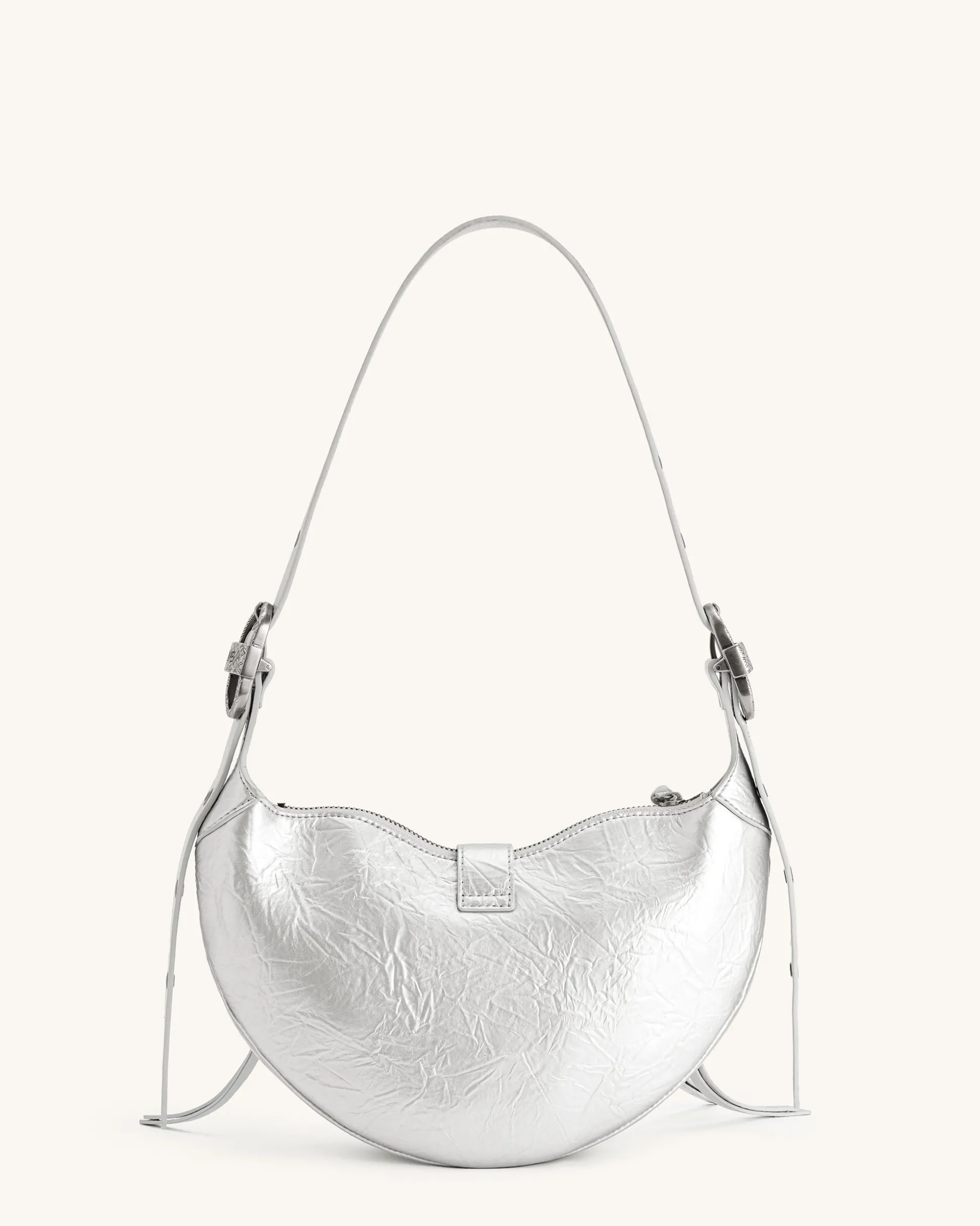 Tessa Metallic Pleating Shoulder Bag - Silver