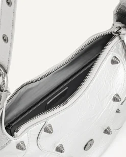 Tessa Metallic Pleating Shoulder Bag - Silver