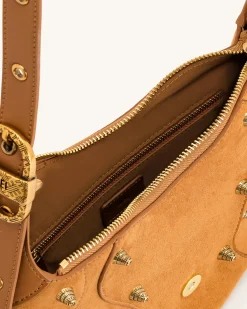 Tessa Suede Shoulder Bag - Camel