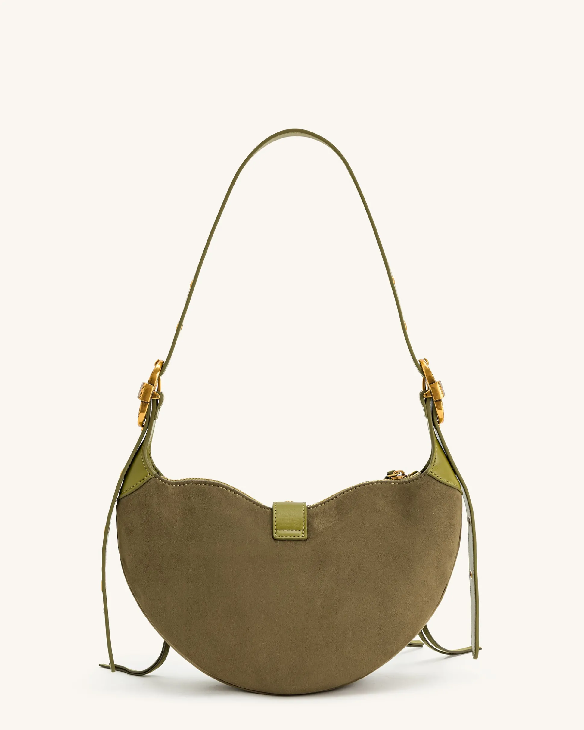 Tessa Suede Shoulder Bag - Dark Olive