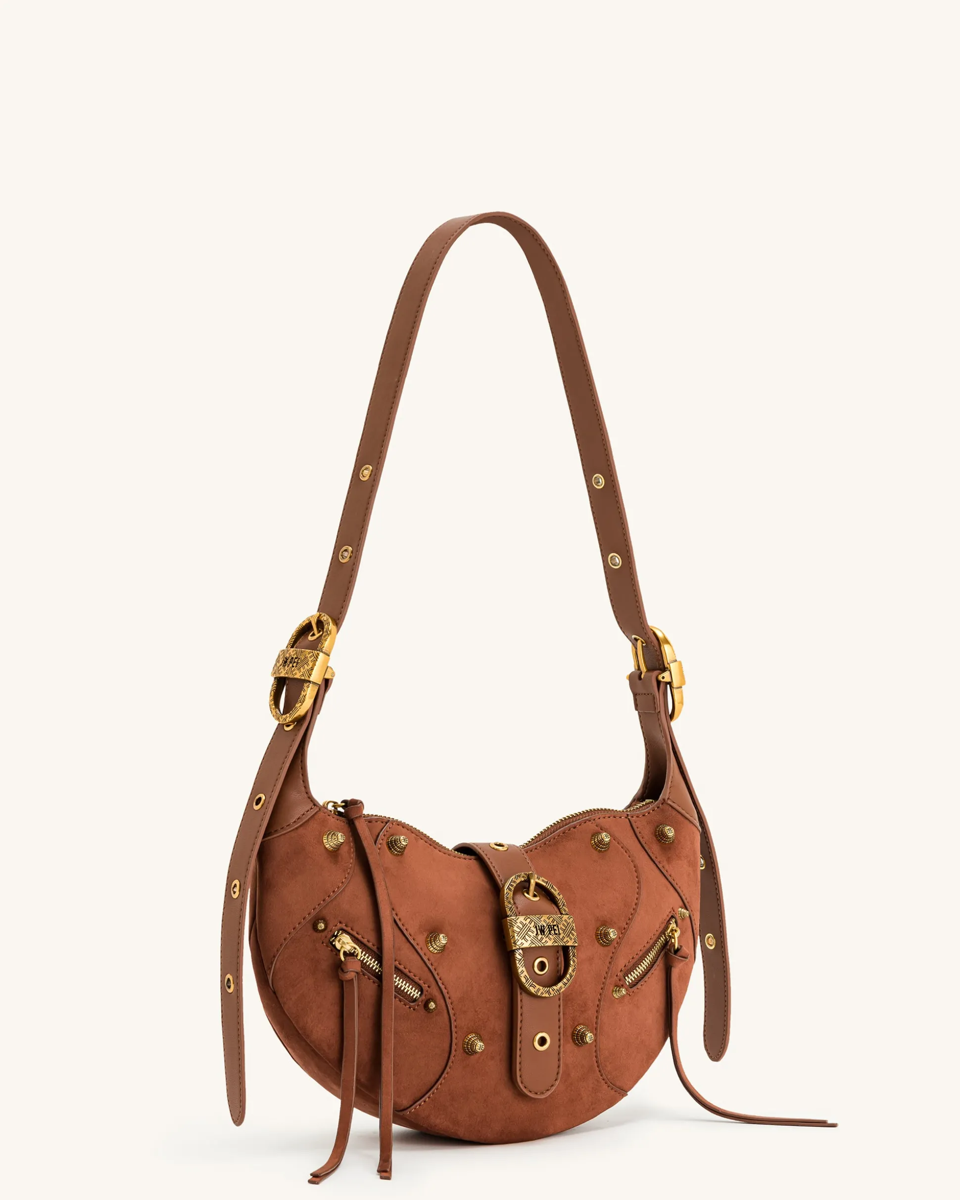 Tessa Suede Shoulder Bag - Dark Birch Brown