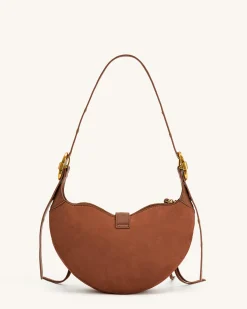 Tessa Suede Shoulder Bag - Dark Birch Brown