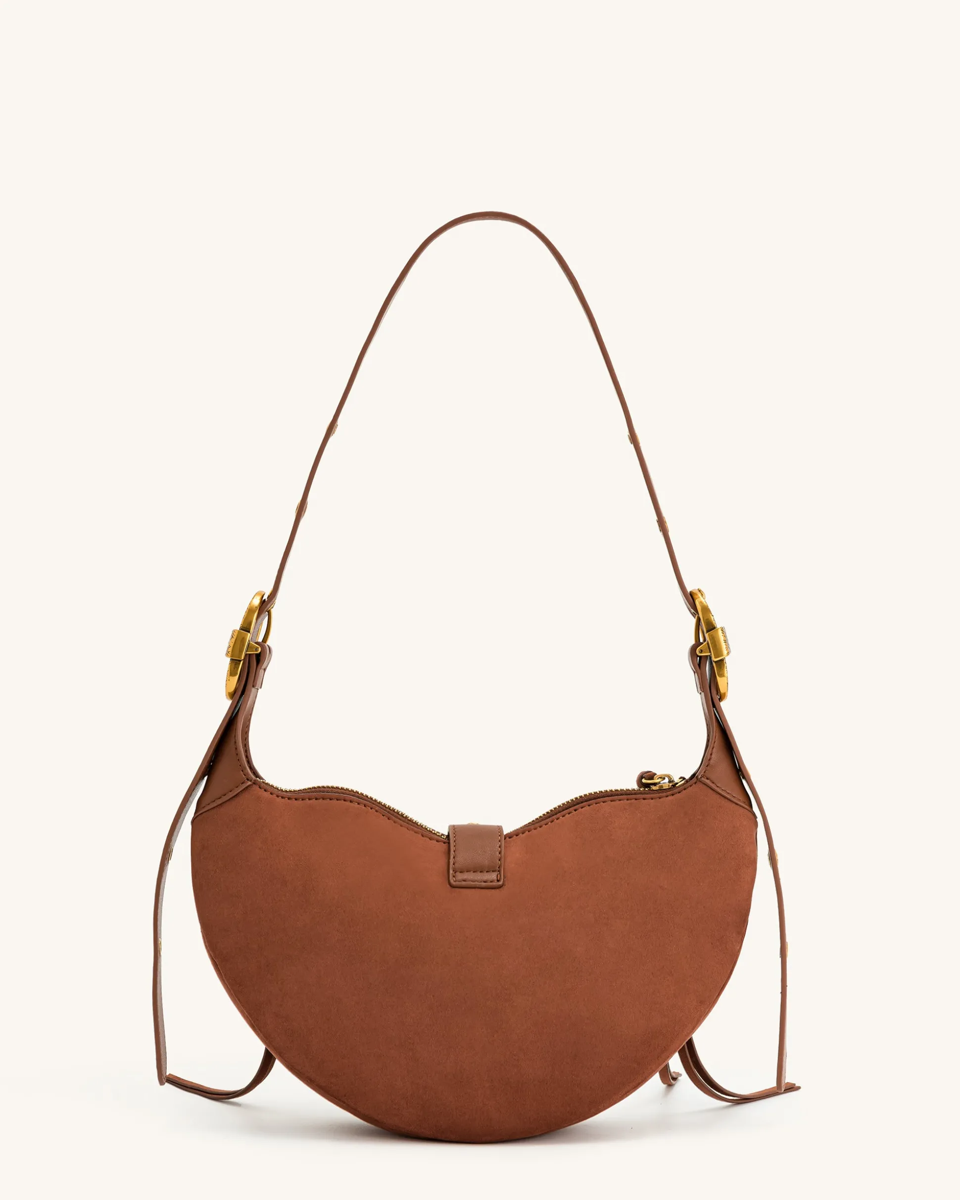 Tessa Suede Shoulder Bag - Dark Birch Brown